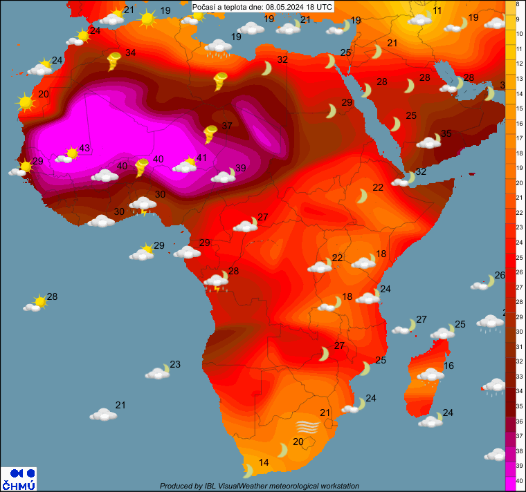 Teplot vzduchu a počasí v Africe