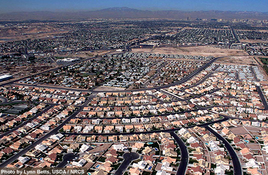 Photo of urban sprawl, Las Vegas, Clark County, NV.